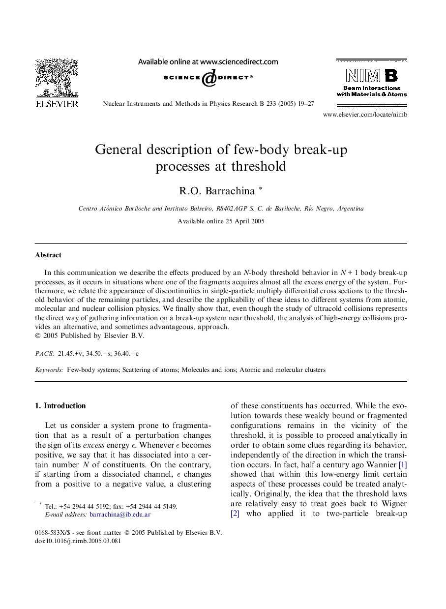 عکس صفحه اول مقاله: General description of few-body break-up processes at threshold General description of few-body break-up processes at threshold