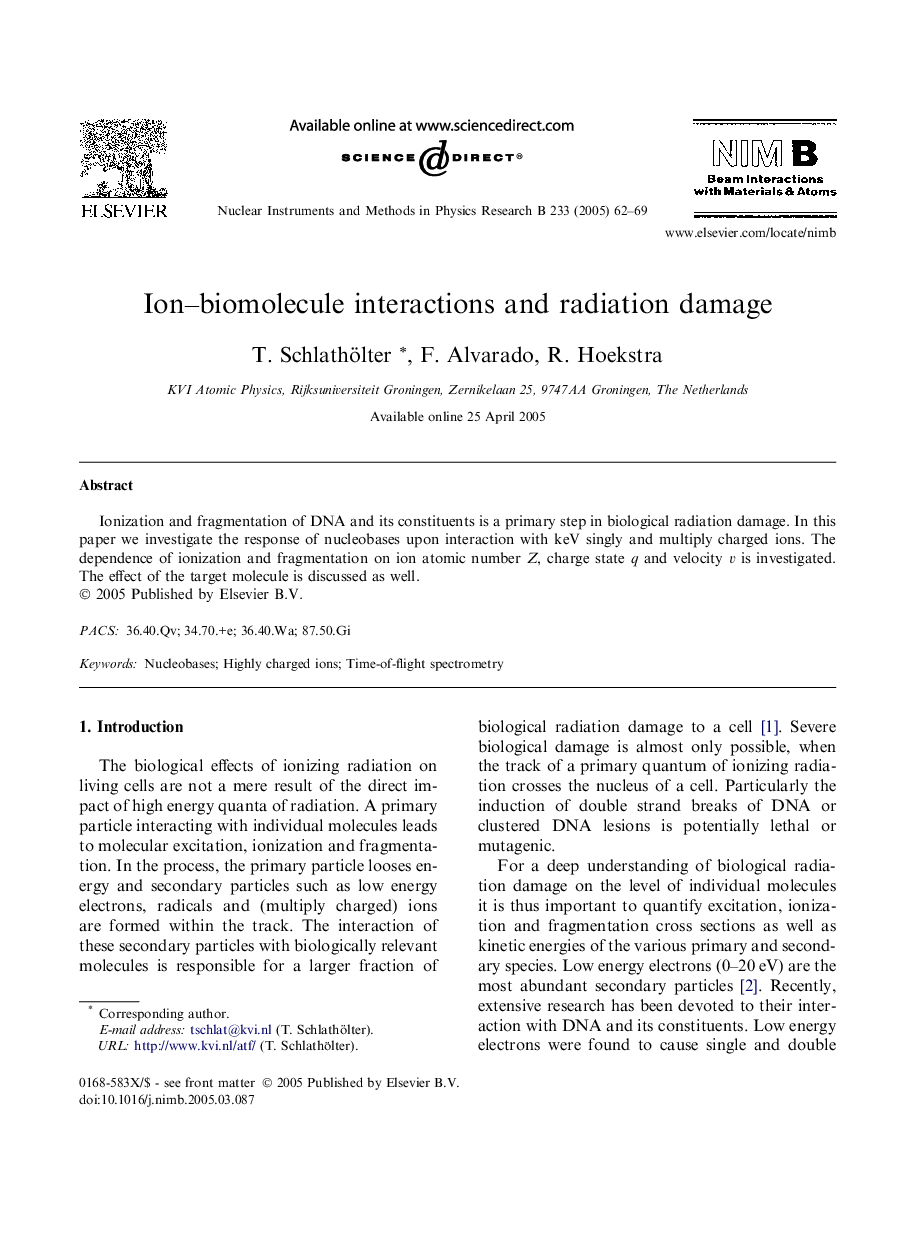 Ion-biomolecule interactions and radiation damage