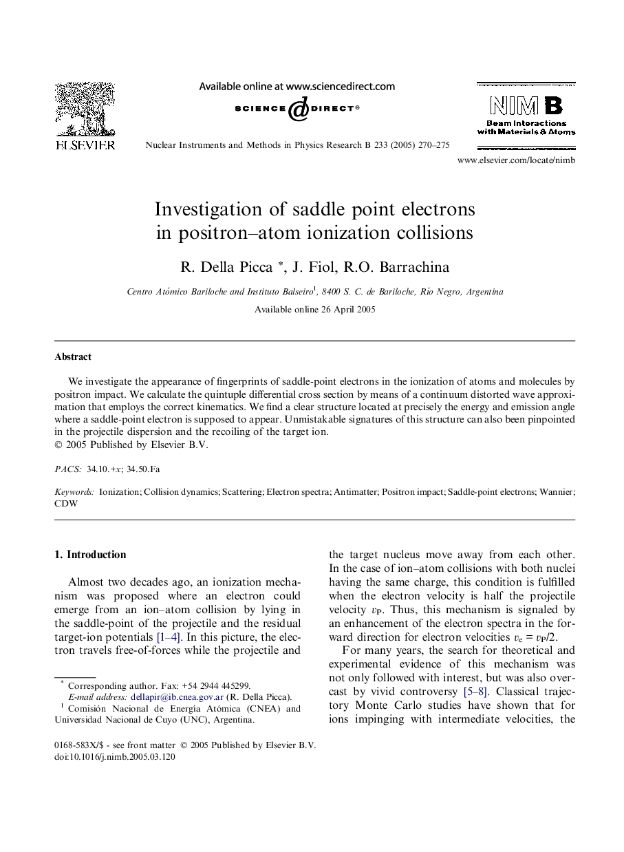 Investigation of saddle point electrons in positron-atom ionization collisions