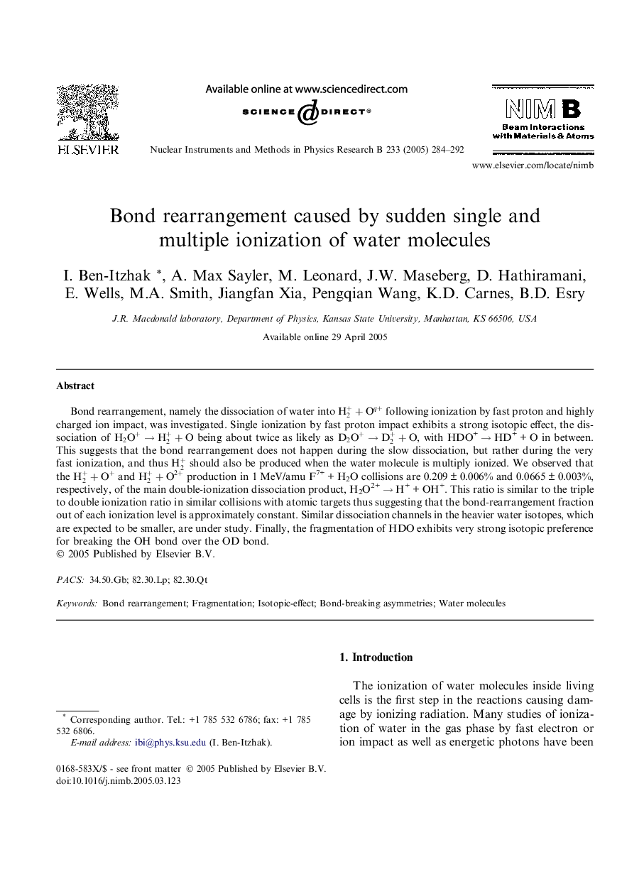 Bond rearrangement caused by sudden single and multiple ionization of water molecules