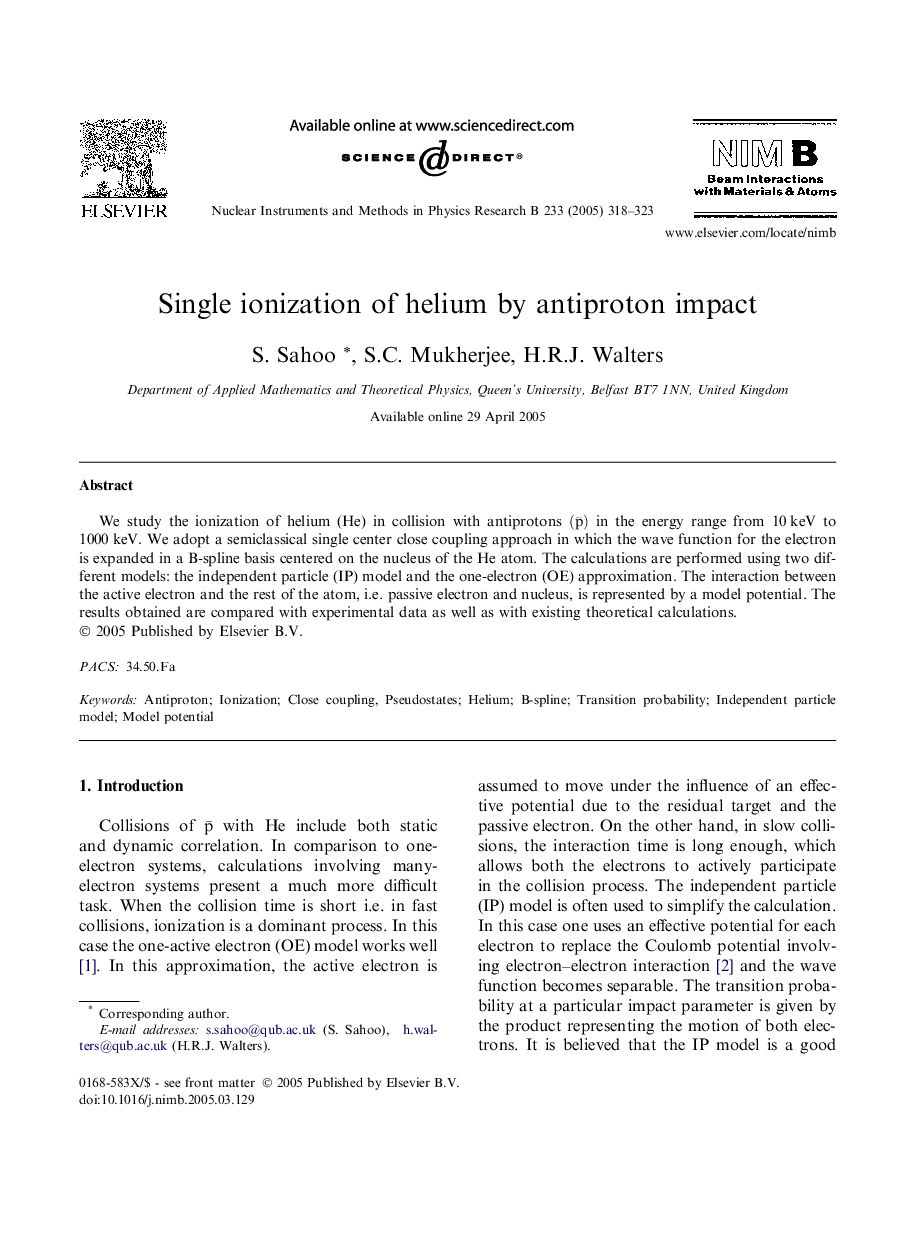 Single ionization of helium by antiproton impact