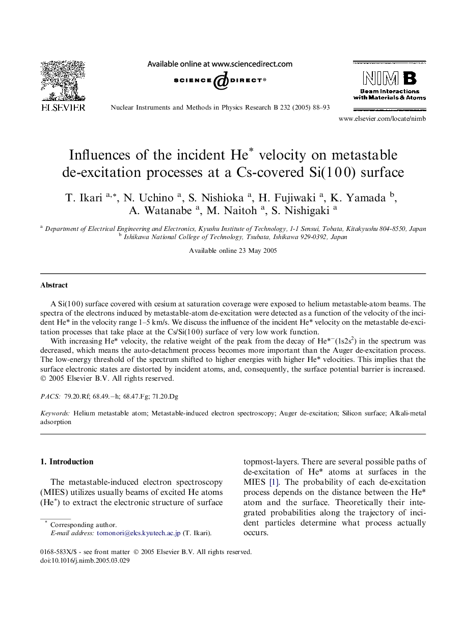 Influences of the incident He* velocity on metastable de-excitation processes at a Cs-covered Si(1Â 0Â 0) surface