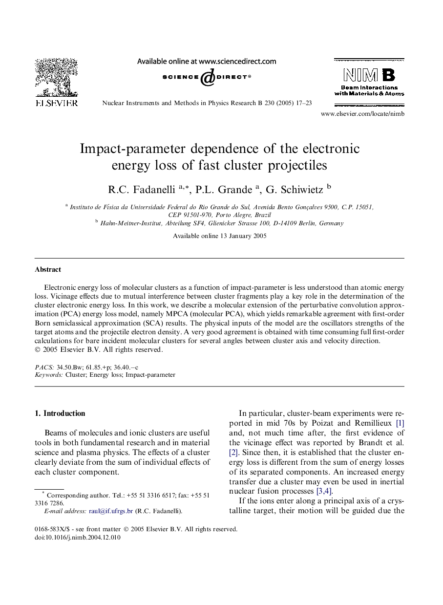 Impact-parameter dependence of the electronic energy loss of fast cluster projectiles