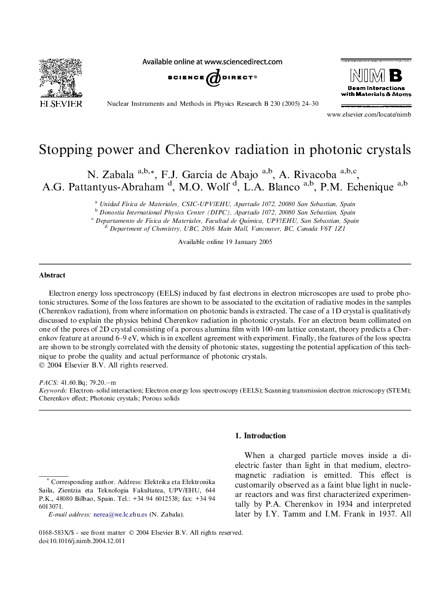 Stopping power and Cherenkov radiation in photonic crystals