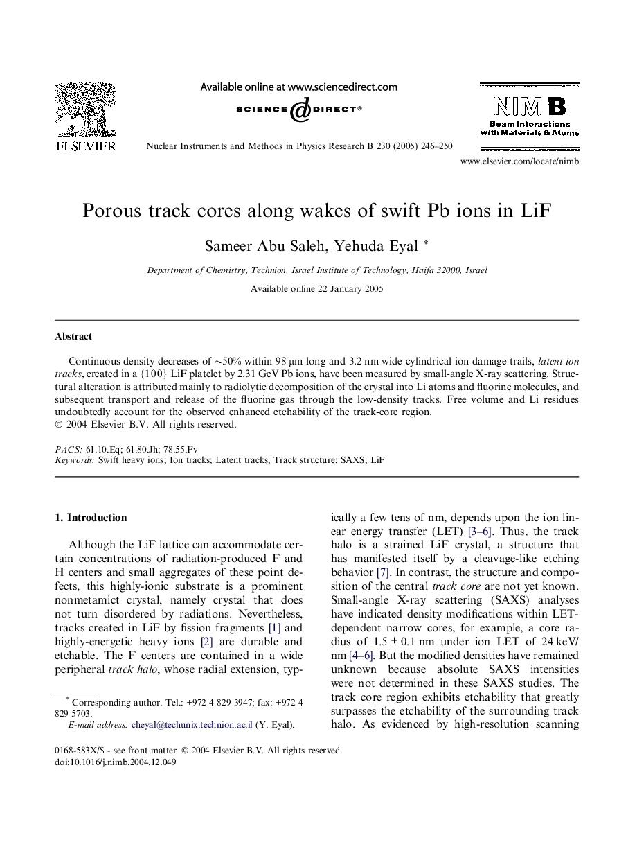 Porous track cores along wakes of swift Pb ions in LiF