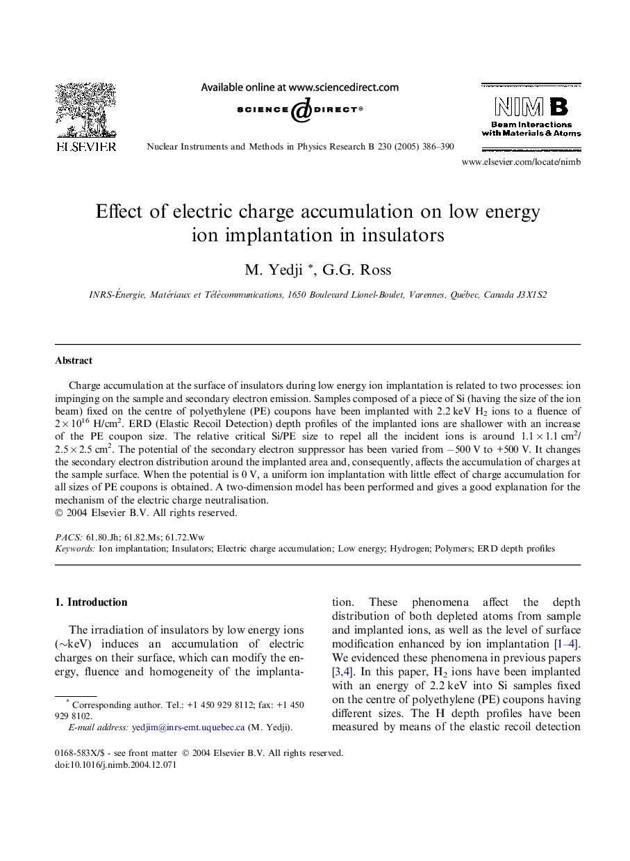Effect of electric charge accumulation on low energy ion implantation in insulators