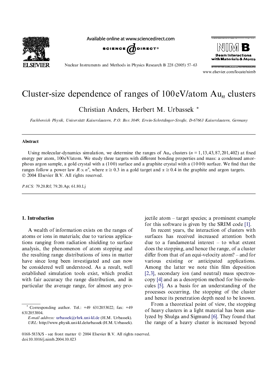 Cluster-size dependence of ranges of 100Â eV/atom Aun clusters