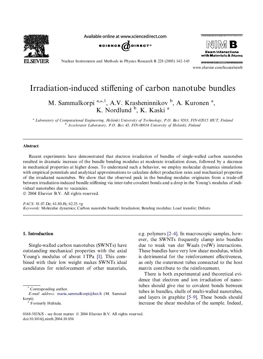 Irradiation-induced stiffening of carbon nanotube bundles