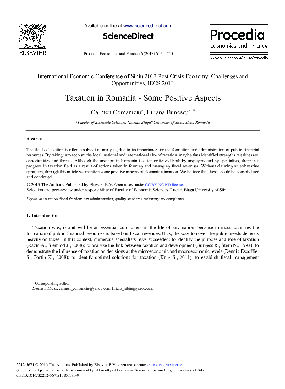 Taxation in Romania – Some Positive Aspects 