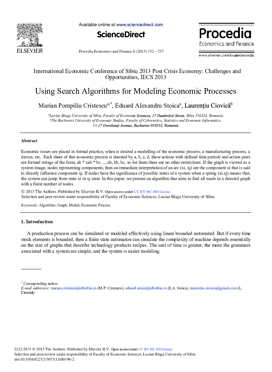 Using Search Algorithms for Modeling Economic Processes 