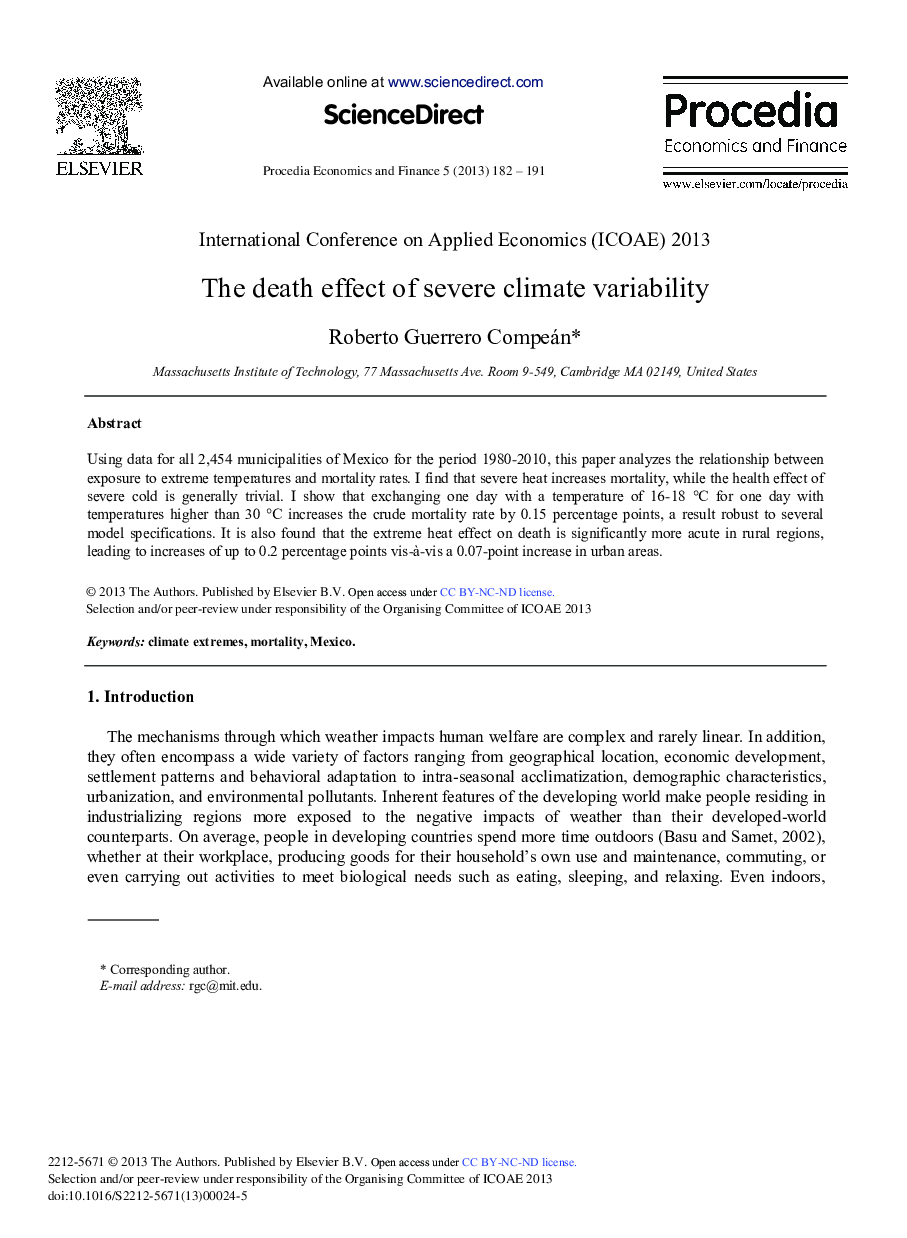 The Death Effect of Severe Climate Variability 