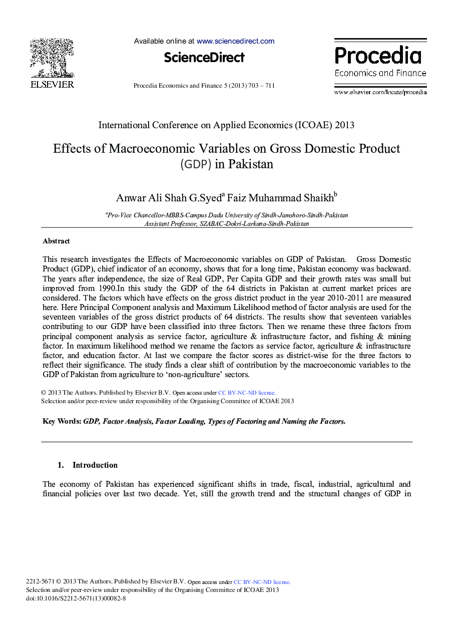 Effects of Macroeconomic Variables on Gross Domestic Product (GDP) in Pakistan 