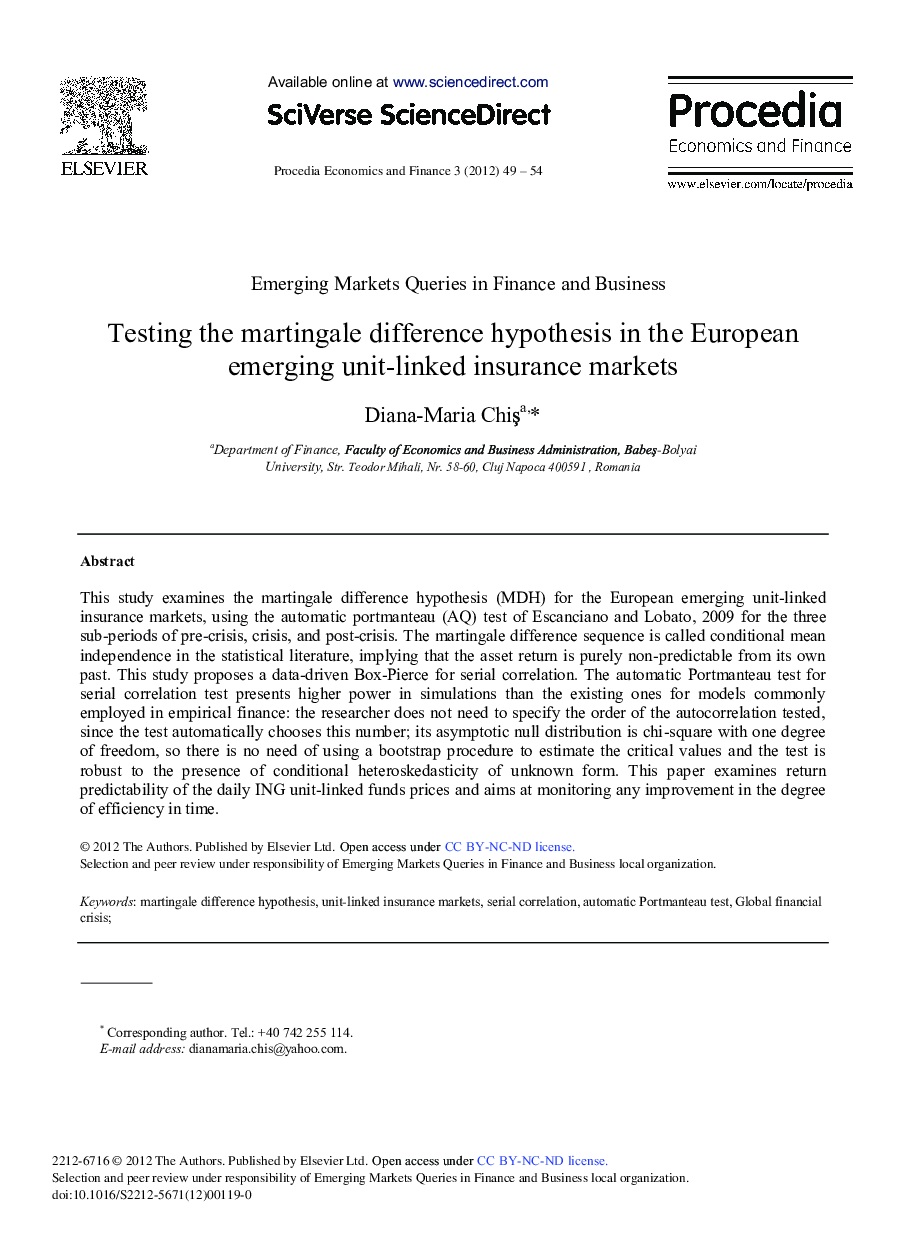 Testing the Martingale Difference Hypothesis in the European Emerging Unit-linked Insurance Markets 