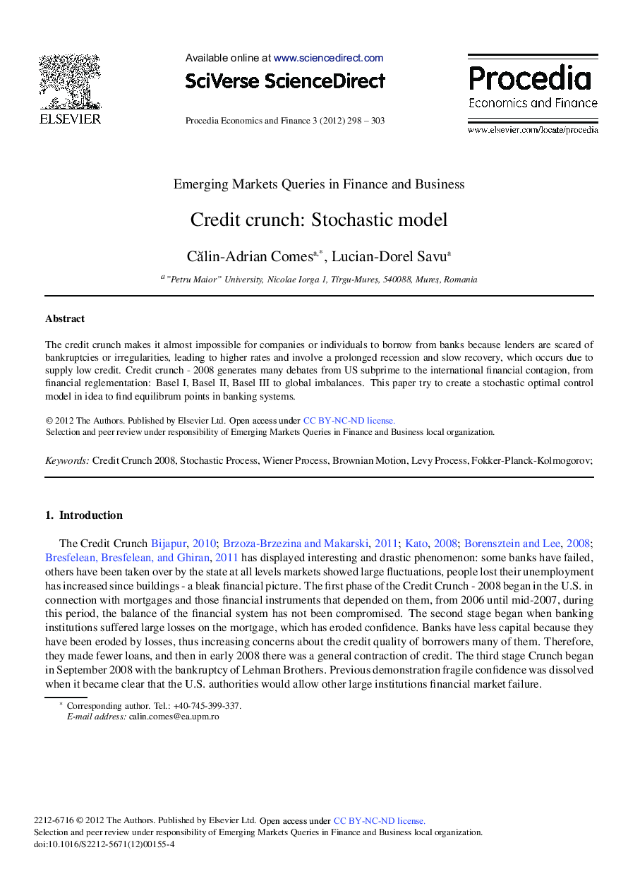 Credit Crunch: Stochastic Model 