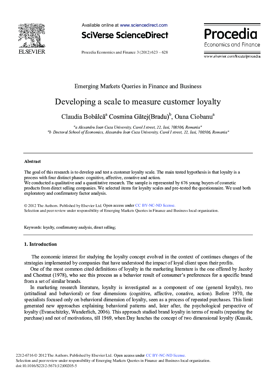 Developing a Scale to Measure Customer Loyalty 