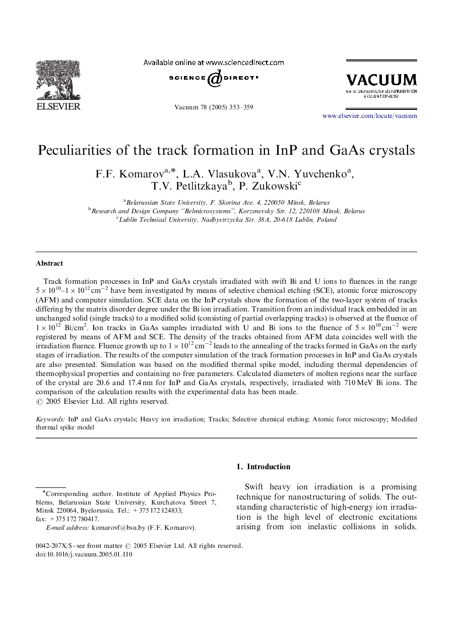 Peculiarities of the track formation in InP and GaAs crystals