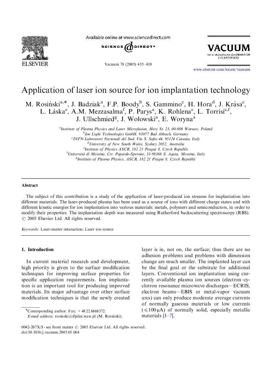 Application of laser ion source for ion implantation technology