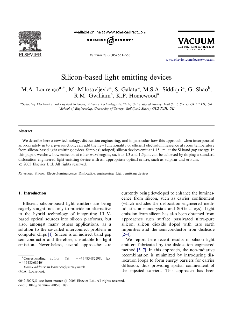 Silicon-based light emitting devices