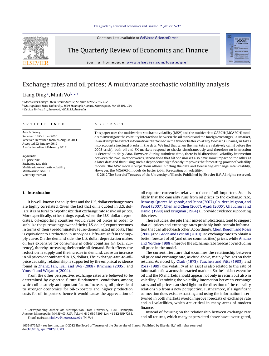 Exchange rates and oil prices: A multivariate stochastic volatility analysis