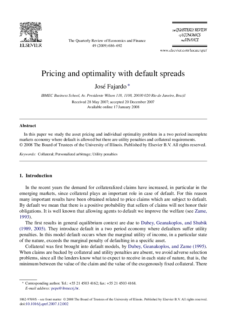 Pricing and optimality with default spreads