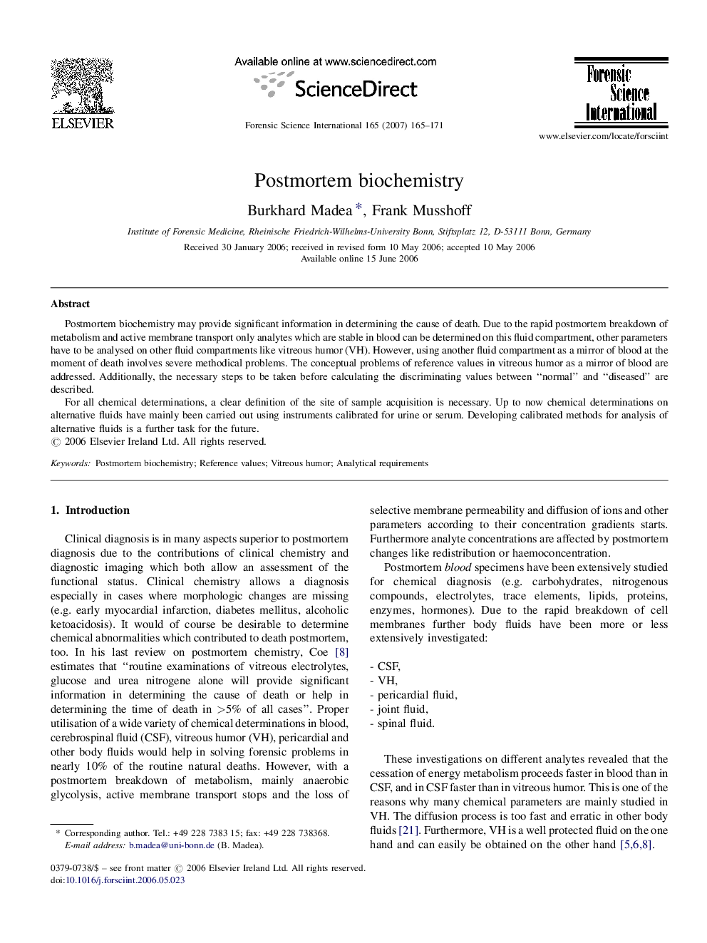 Postmortem biochemistry