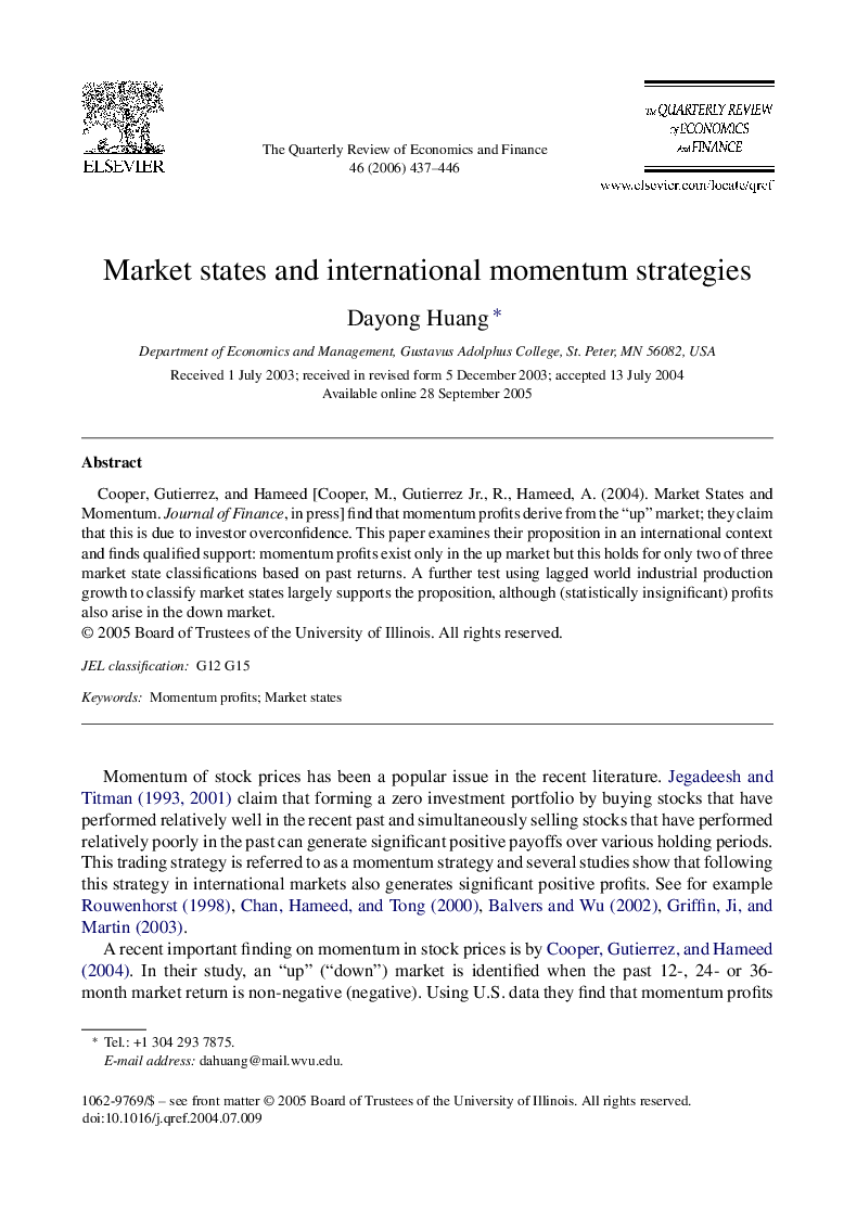 Market states and international momentum strategies