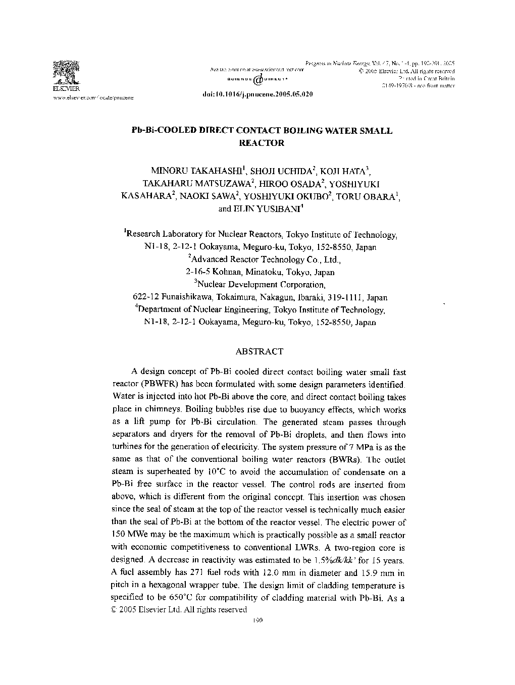 PbBi-cooled direct contact boiling water small reactor