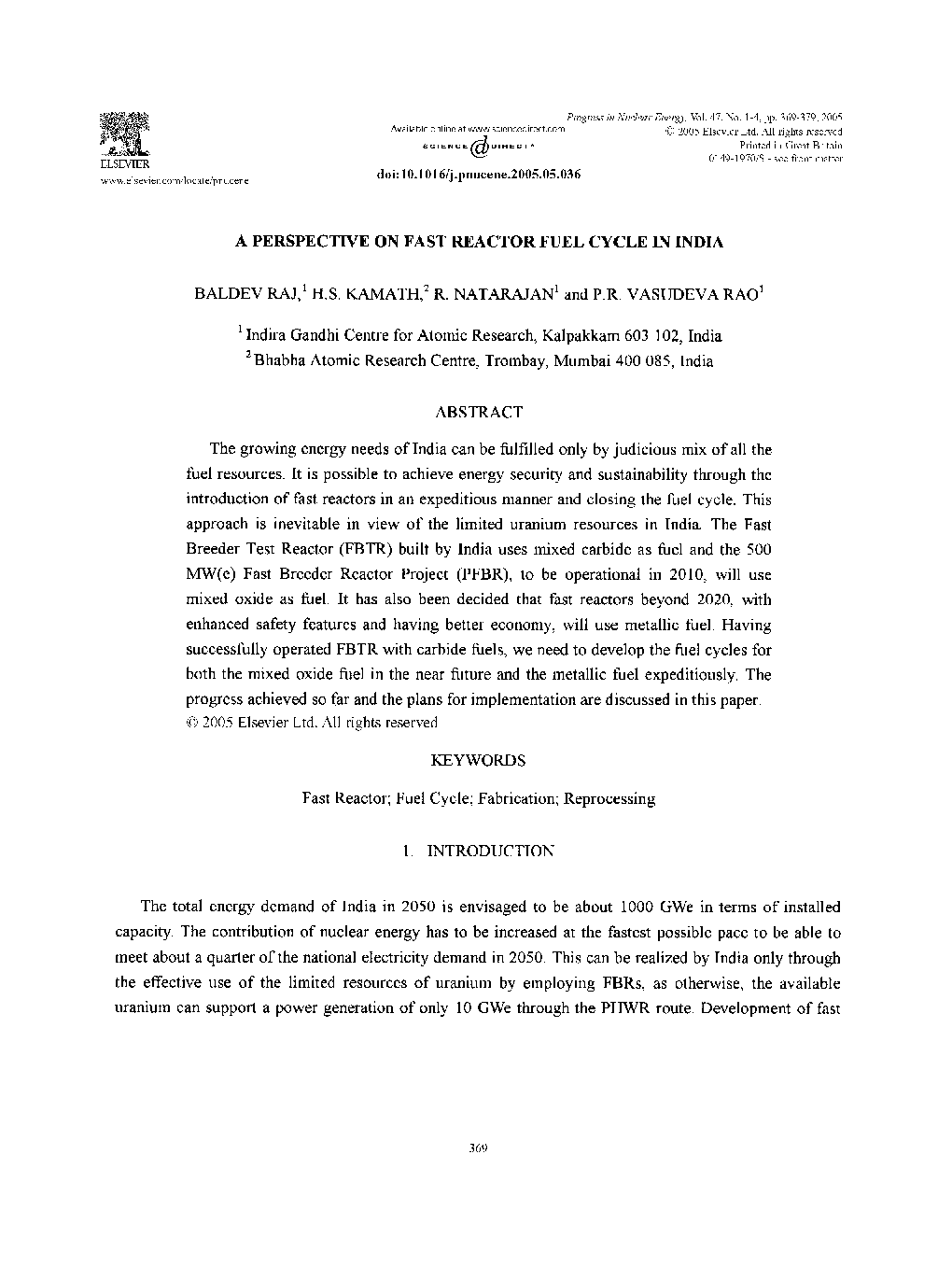 A perspective on fast reactor fuel cycle in India