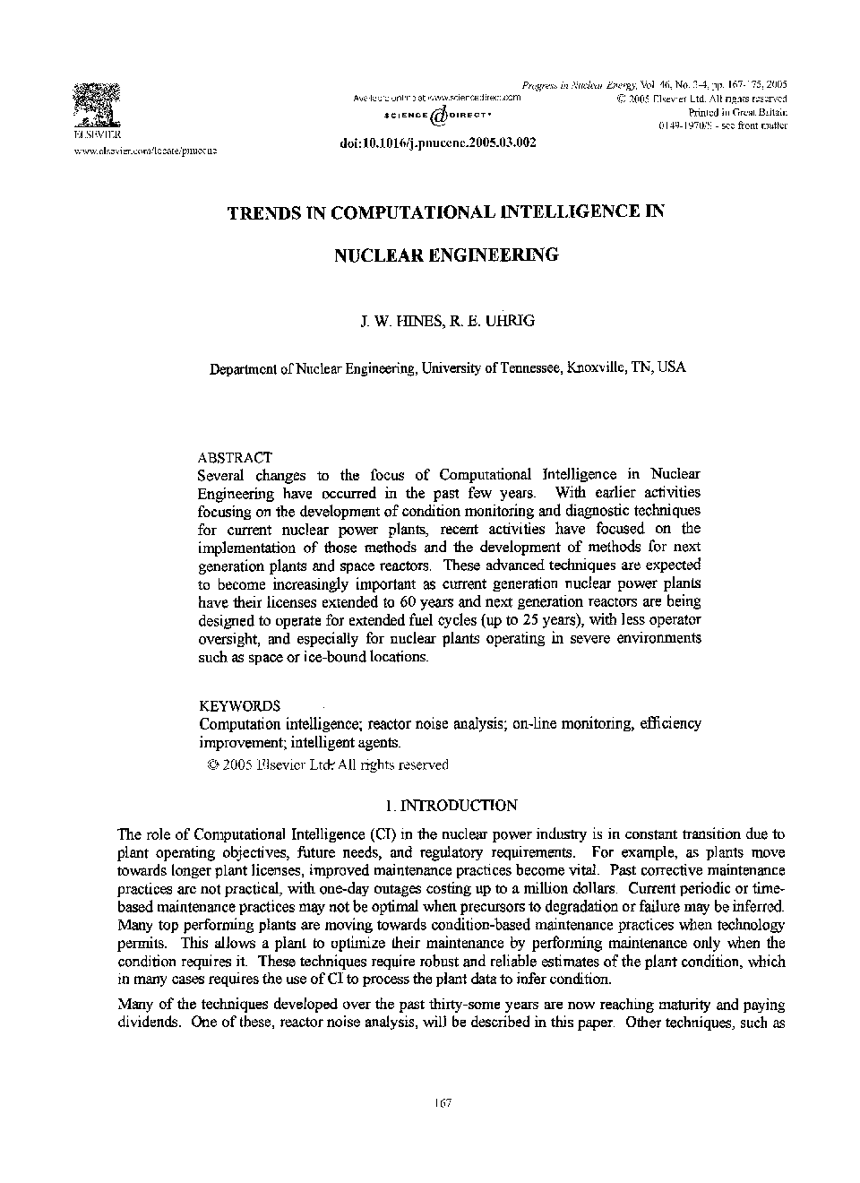 Trends in computational intelligence in nuclear engineering