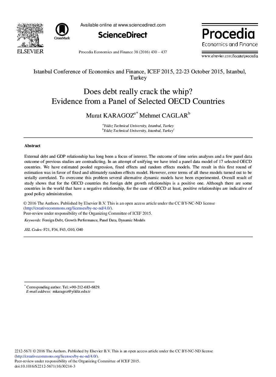 Does Debt Really Crack the Whip? Evidence from a Panel of Selected OECD Countries 