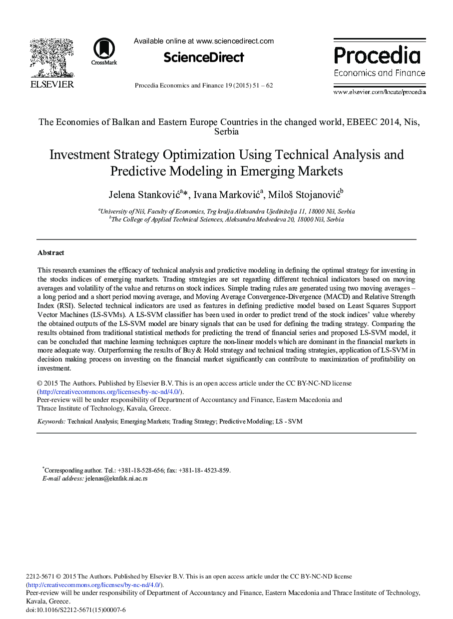 Investment Strategy Optimization Using Technical Analysis and Predictive Modeling in Emerging Markets 