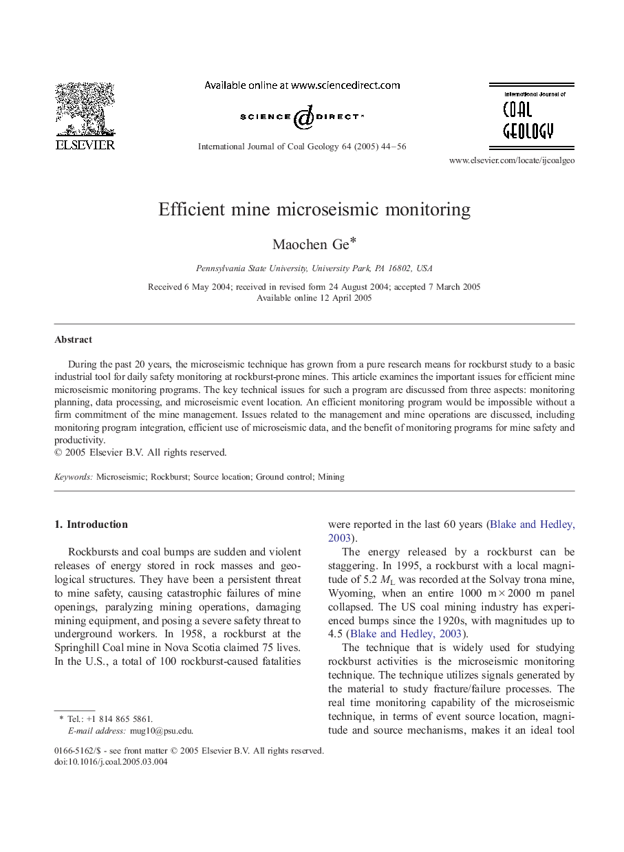 Efficient mine microseismic monitoring