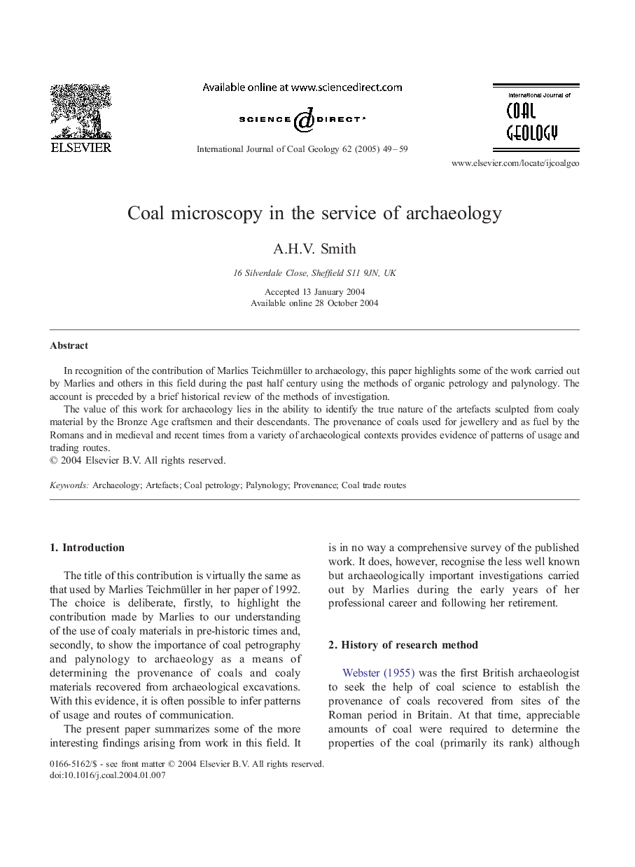 Coal microscopy in the service of archaeology