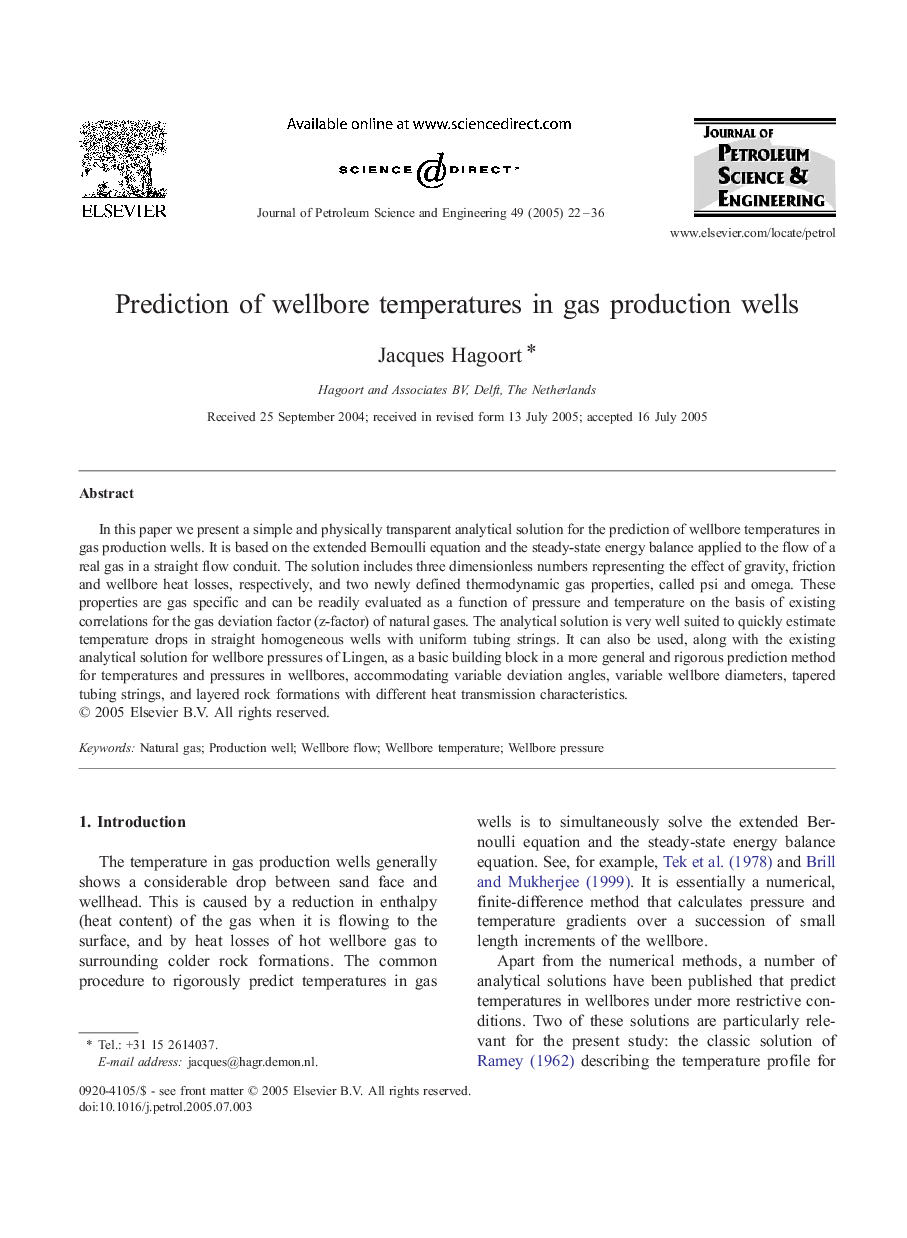 Prediction of wellbore temperatures in gas production wells