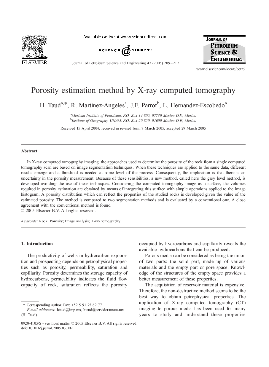 Porosity estimation method by X-ray computed tomography