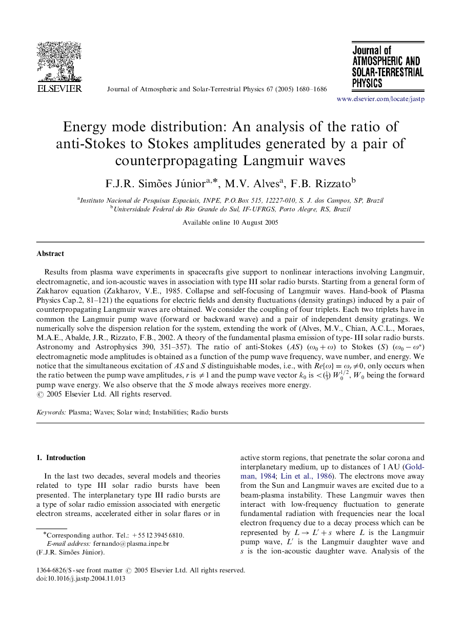 Energy mode distribution: An analysis of the ratio of anti-Stokes to Stokes amplitudes generated by a pair of counterpropagating Langmuir waves