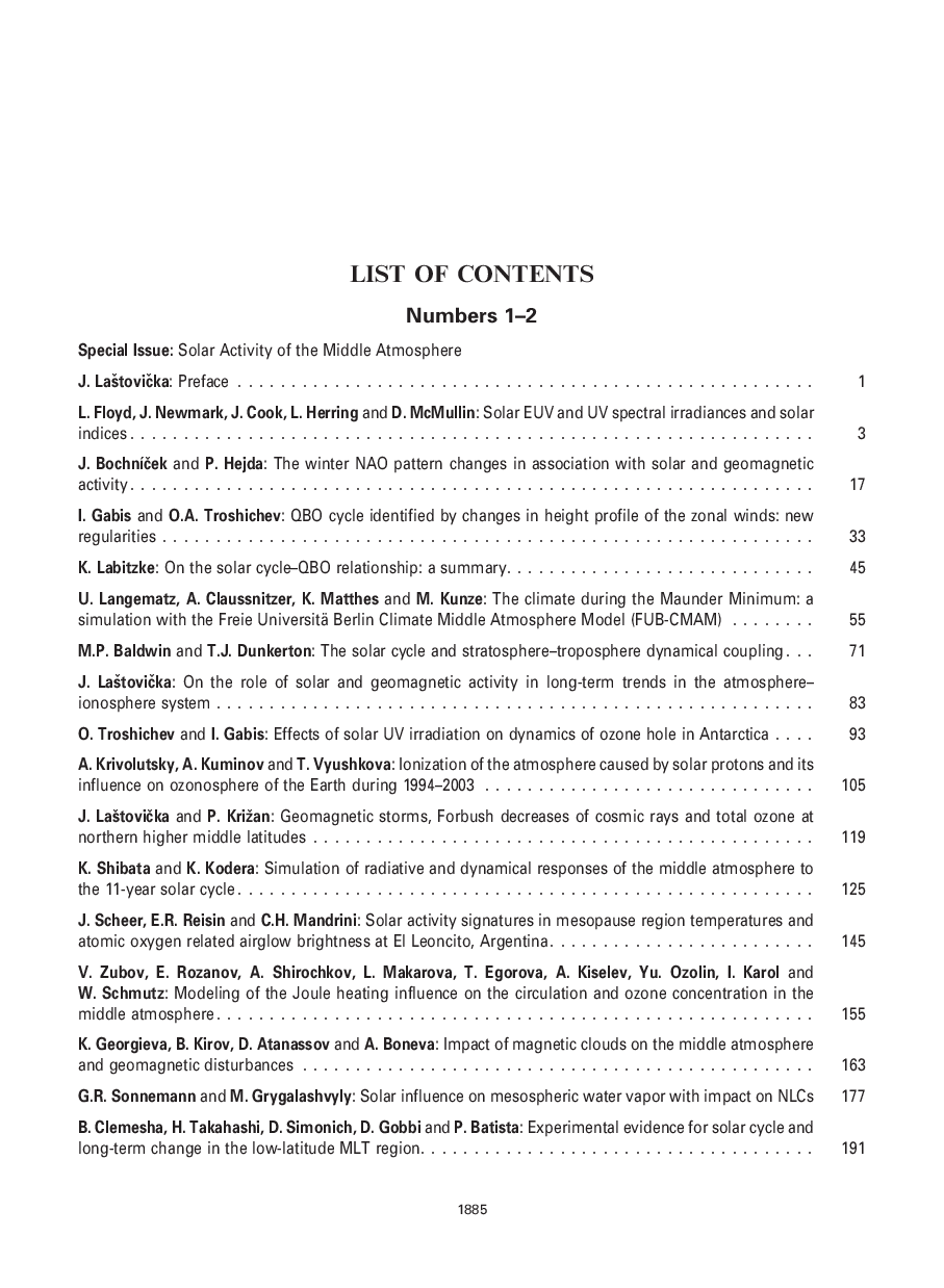 LIST OF CONTENTS