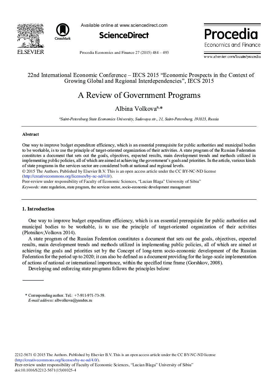 A Review of Government Programs 