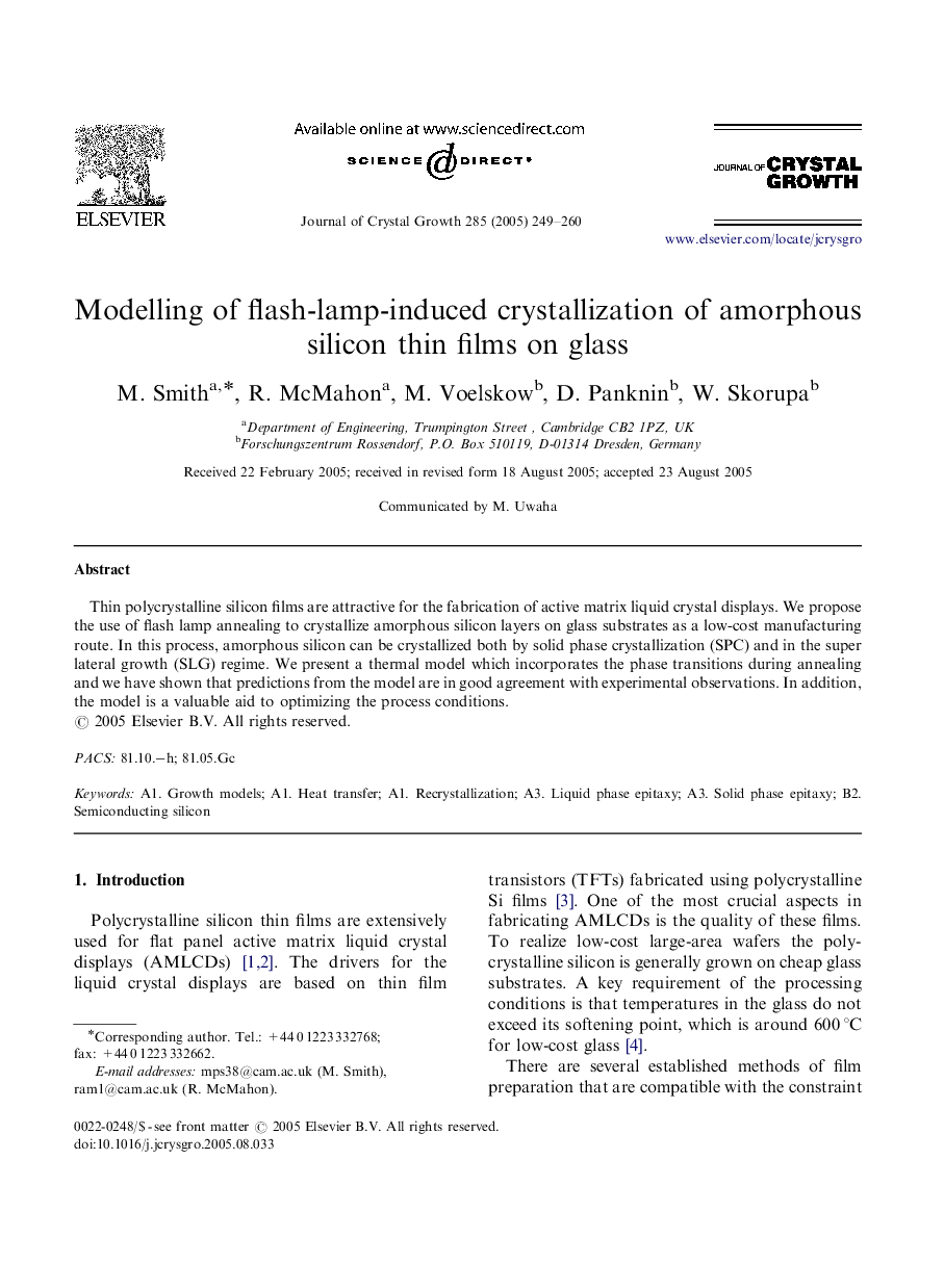 Modelling of flash-lamp-induced crystallization of amorphous silicon thin films on glass