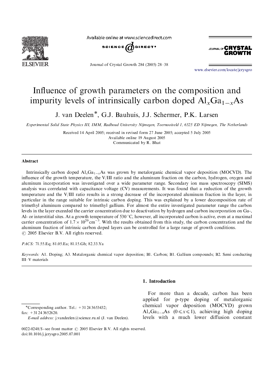 Influence of growth parameters on the composition and impurity levels of intrinsically carbon doped AlxGa1âxAs