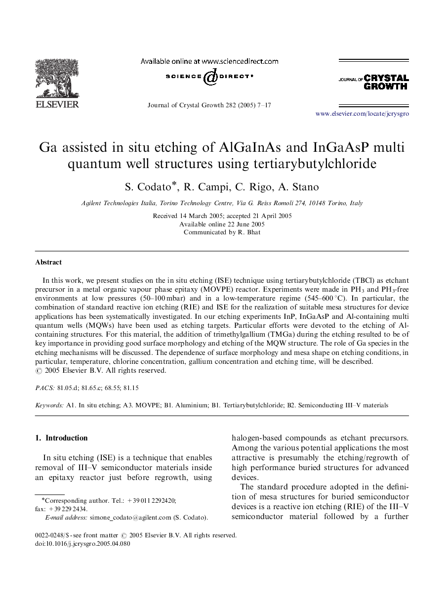 Ga assisted in situ etching of AlGaInAs and InGaAsP multi quantum well structures using tertiarybutylchloride