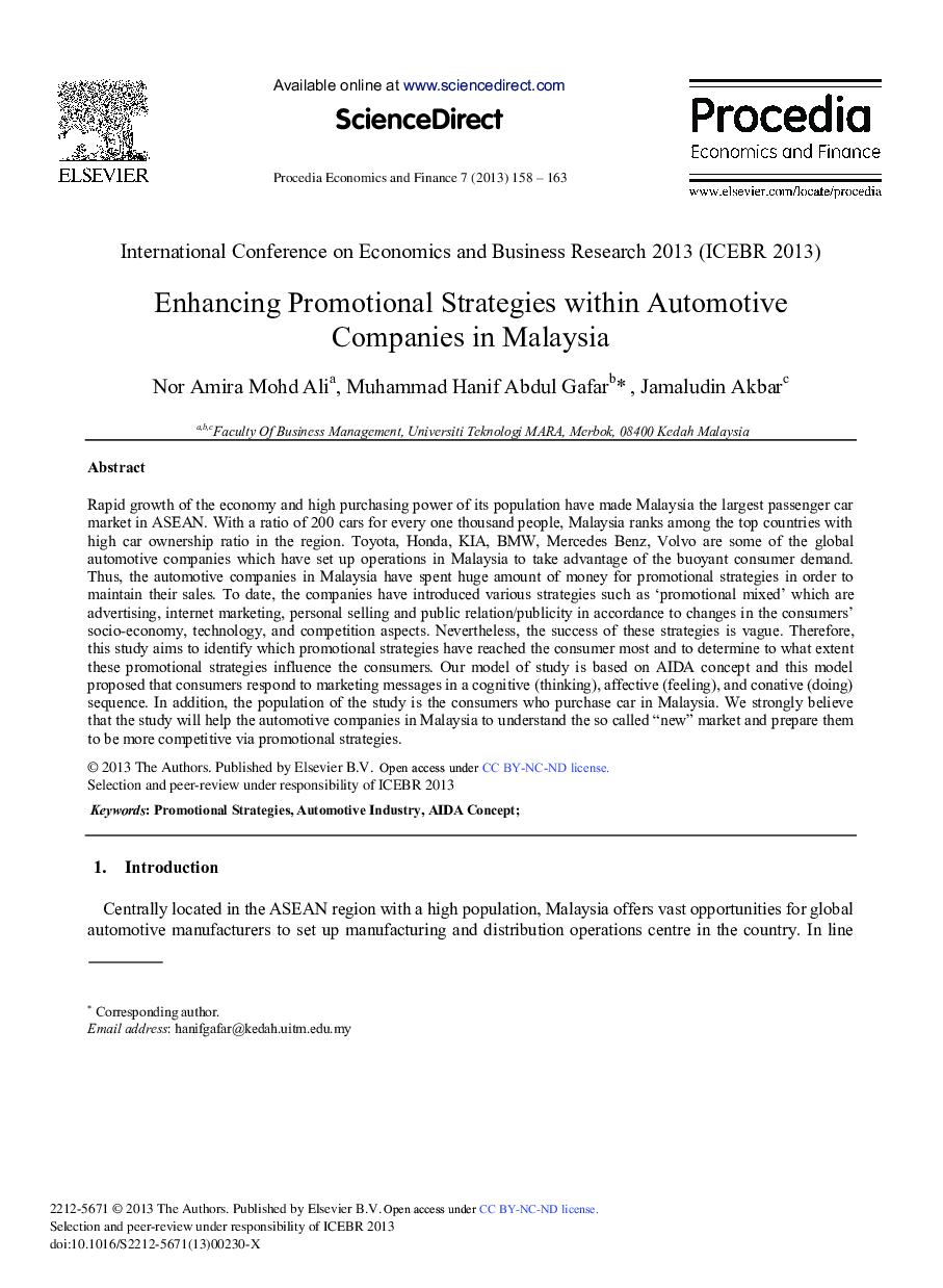Enhancing Promotional Strategies within Automotive Companies in Malaysia 