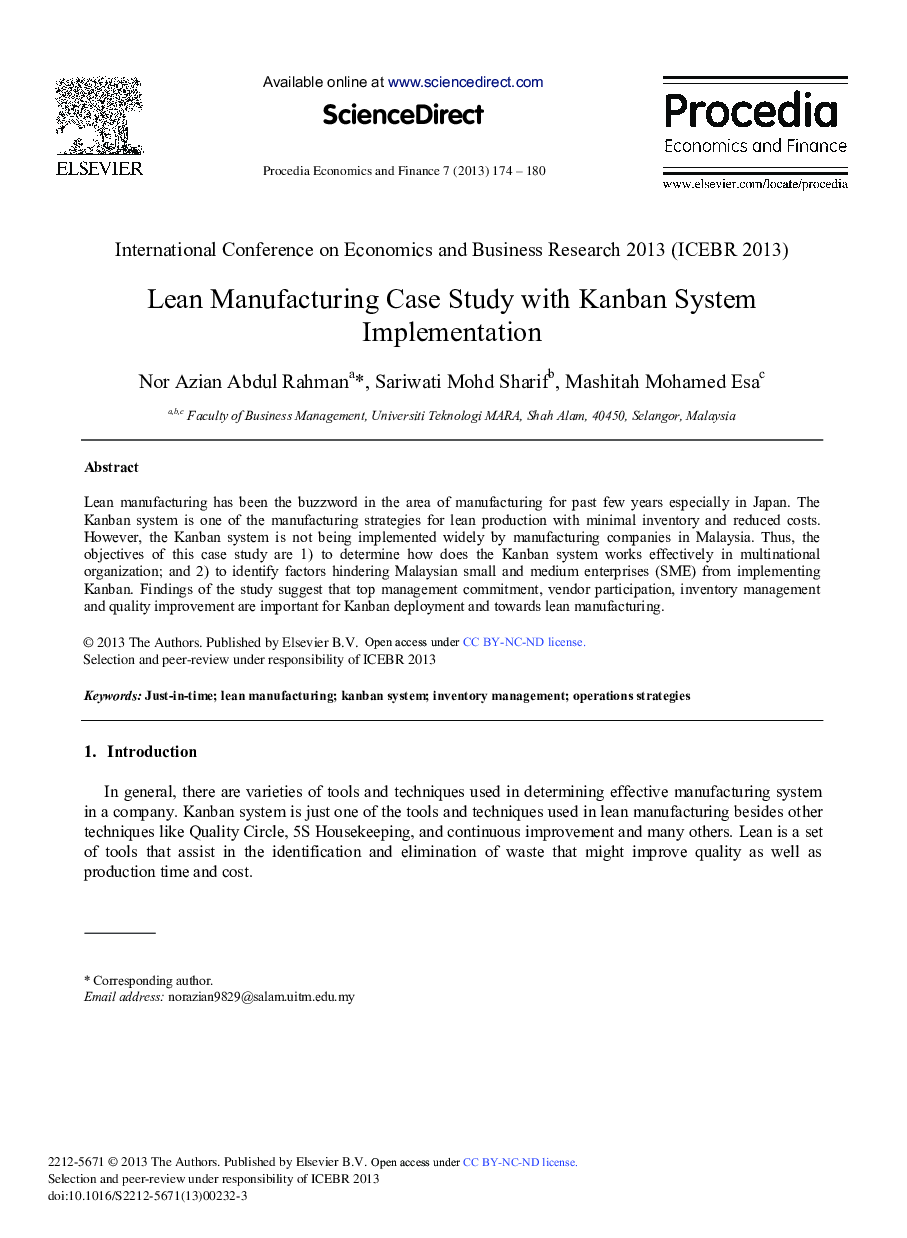 Lean Manufacturing Case Study with Kanban System Implementation 