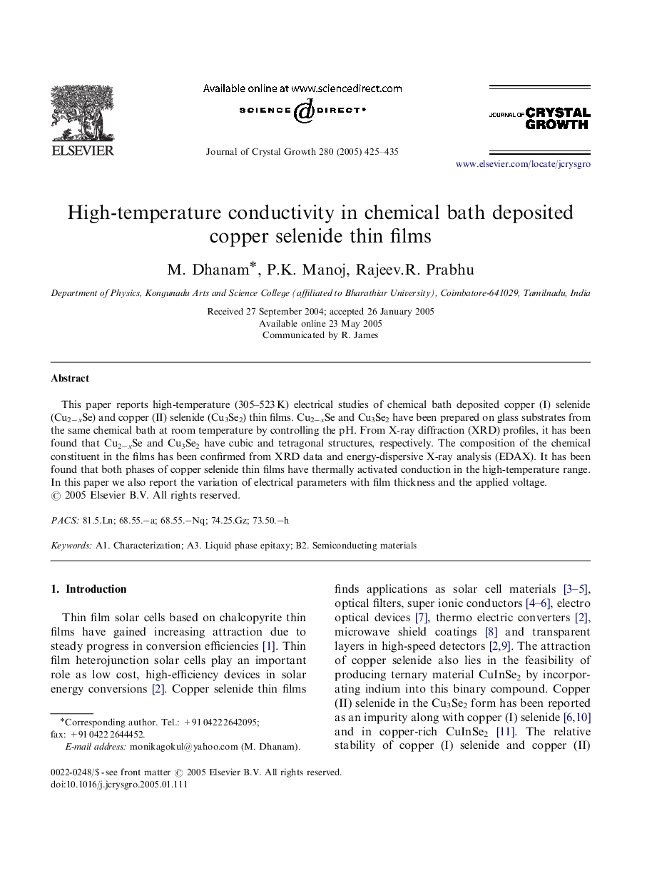 High-temperature conductivity in chemical bath deposited copper selenide thin films