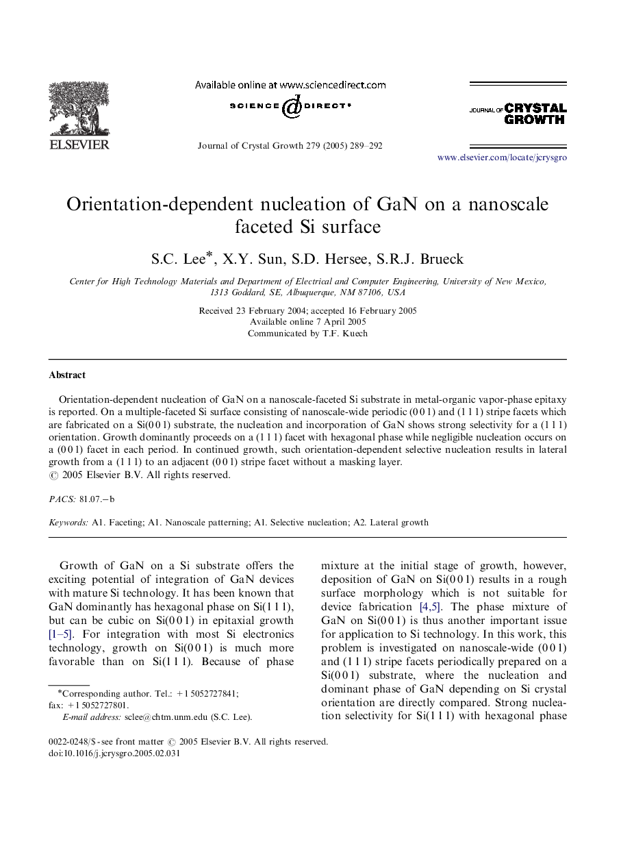 Orientation-dependent nucleation of GaN on a nanoscale faceted Si surface