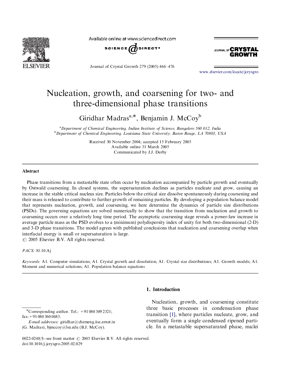 Nucleation, growth, and coarsening for two- and three-dimensional phase transitions