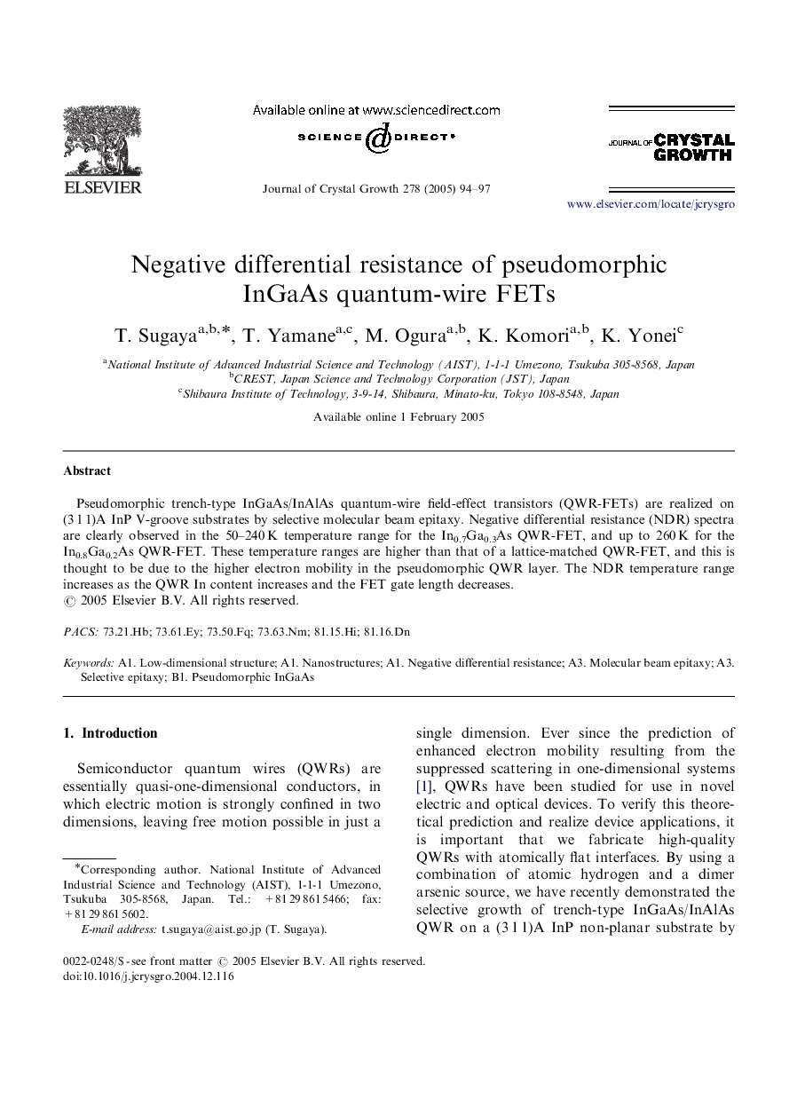 Negative differential resistance of pseudomorphic InGaAs quantum-wire FETs