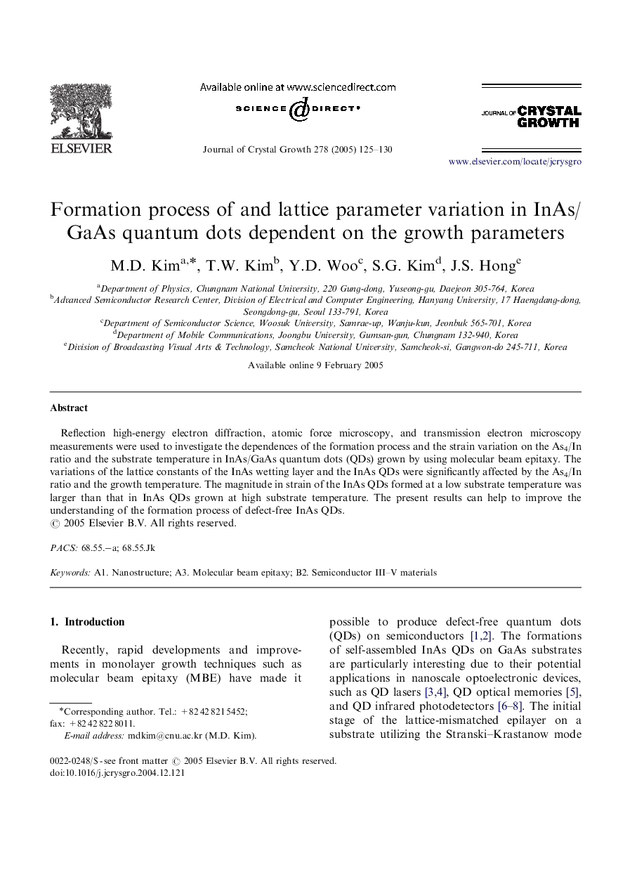 Formation process of and lattice parameter variation in InAs/GaAs quantum dots dependent on the growth parameters