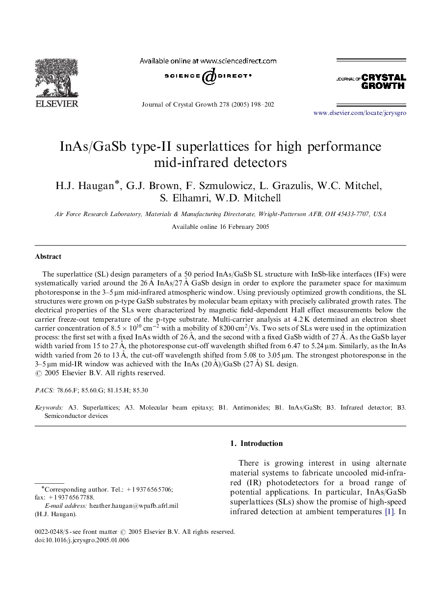 InAs/GaSb type-II superlattices for high performance mid-infrared detectors