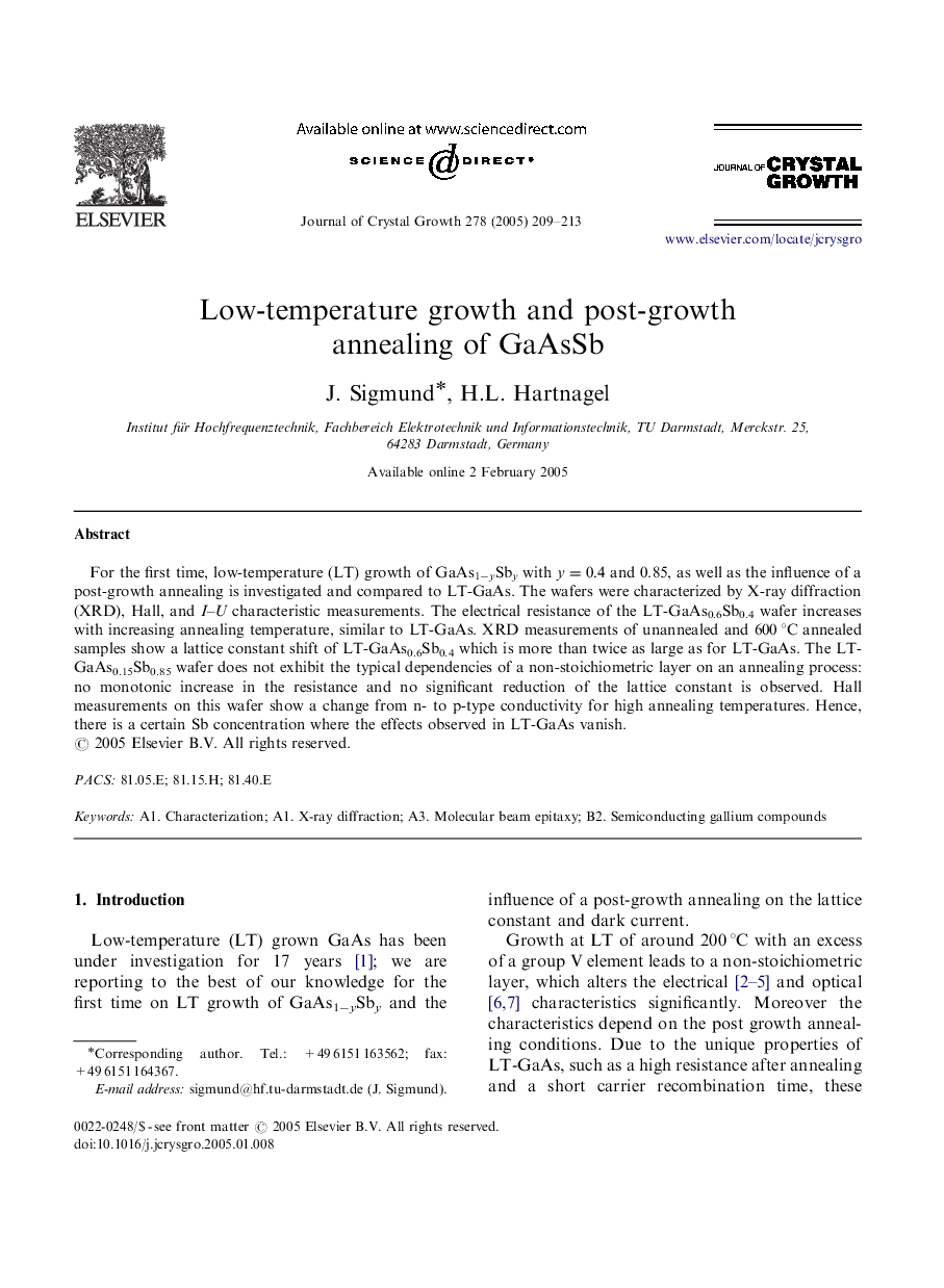 Low-temperature growth and post-growth annealing of GaAsSb